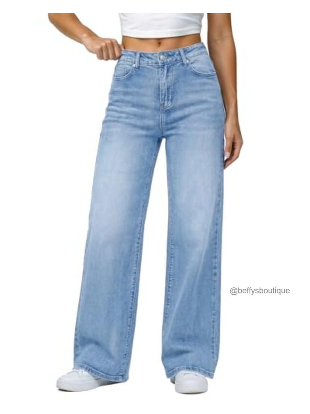 High Waisted Wide Leg Jeans Stretchy Denim Pants